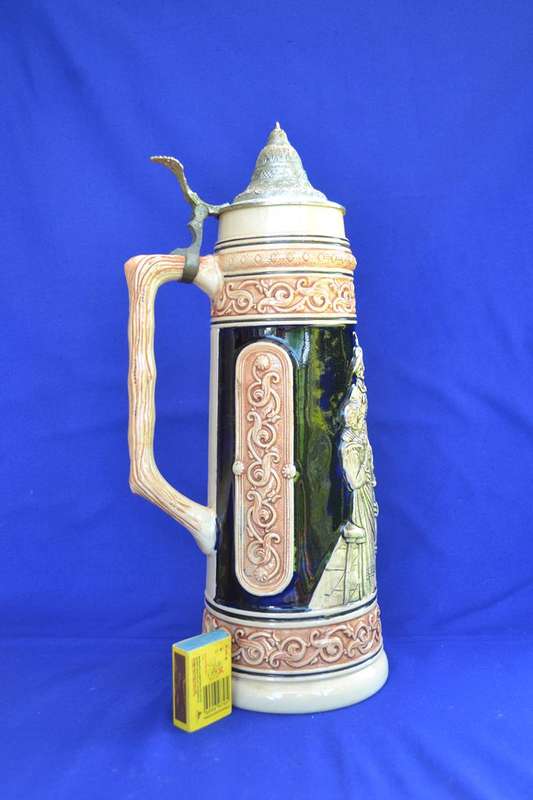 Large German Beer Stein with Thumb Lift Lid