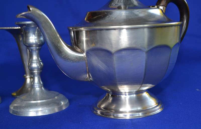 EPNS Tea Pot and candle holders