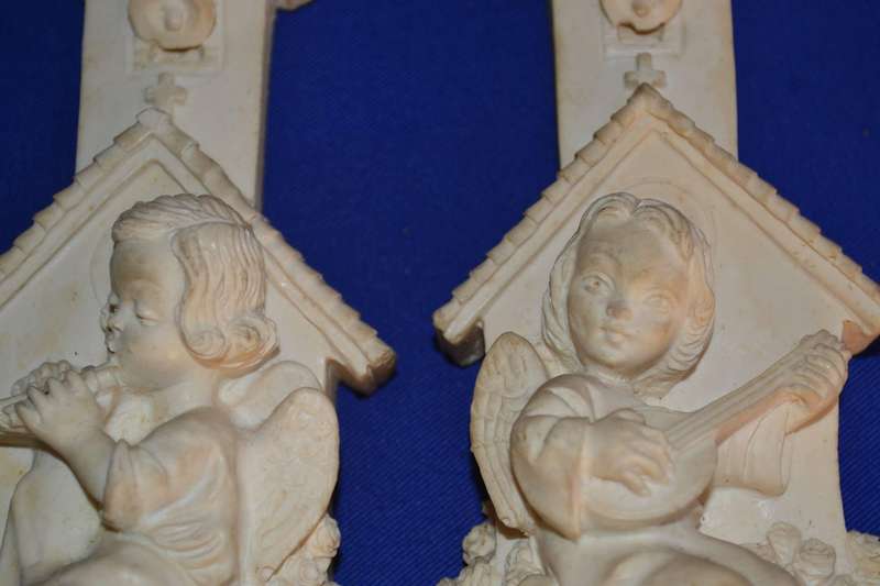Pair of  Small Vintage Resin  Angel Wall Hangings