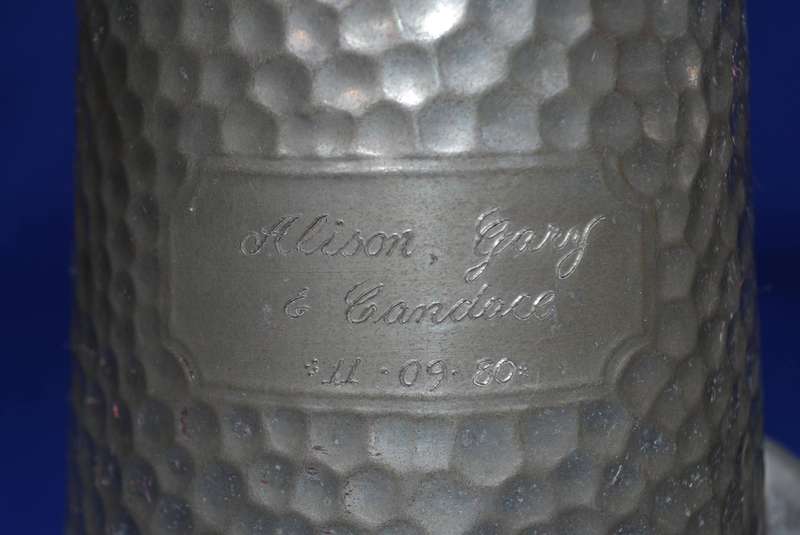 Vintage Hammered Detail Pewter Tankards