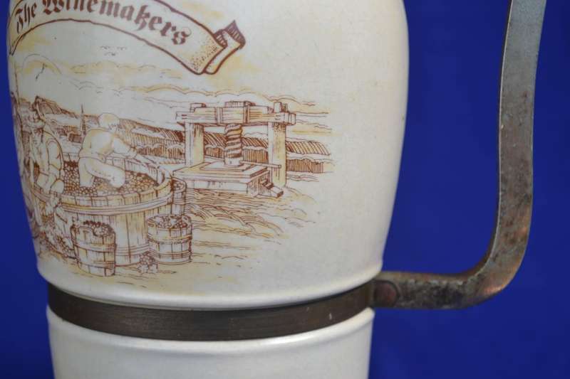 Large Stoneware "The Winemakers"  Decanter with Swing Top Closure