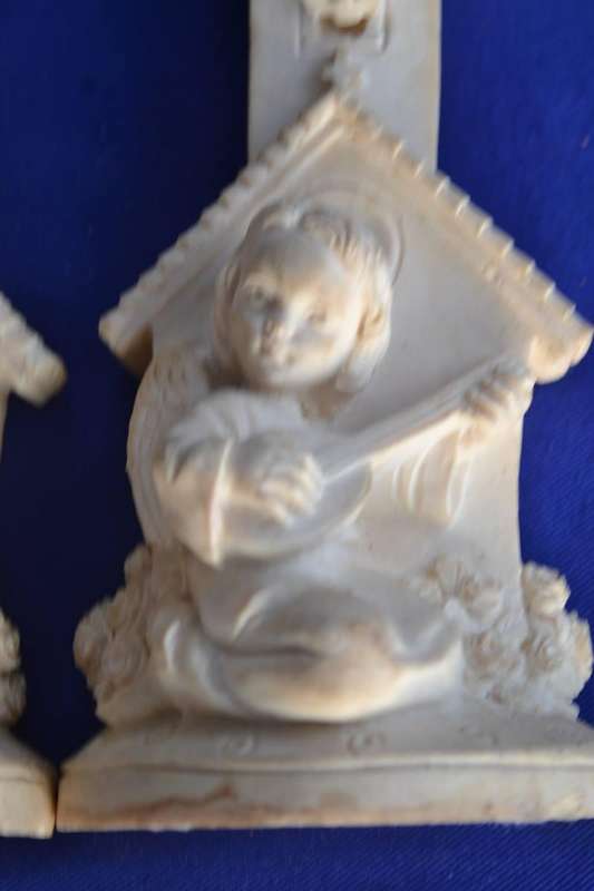 Pair of  Small Vintage Resin  Angel Wall Hangings