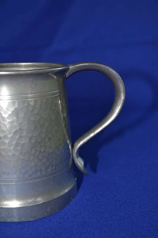 Vintage Hammered Detail Pewter Tankards