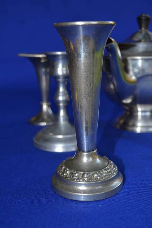 EPNS Tea Pot and candle holders