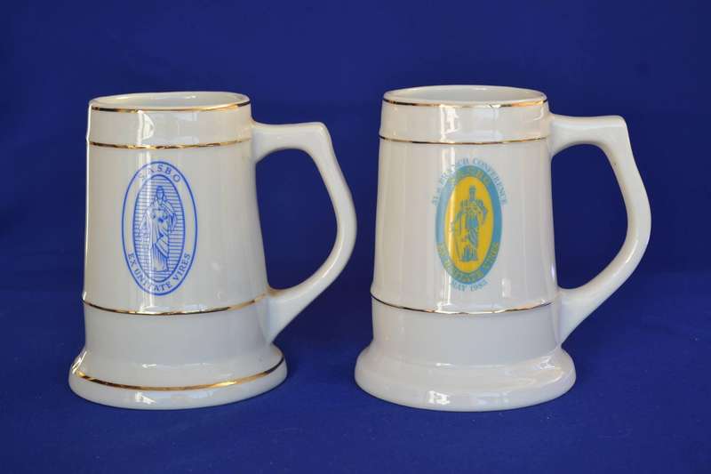 Vintage Branded  Ceramic Tankards x 2