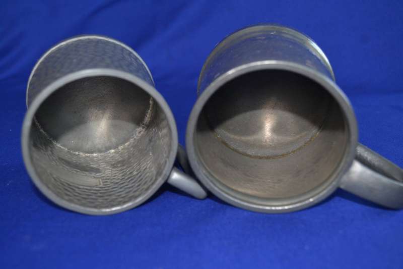 Vintage Hammered Detail Pewter Tankards