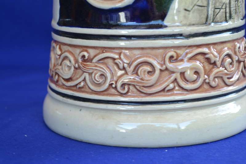 Large German Beer Stein with Thumb Lift Lid
