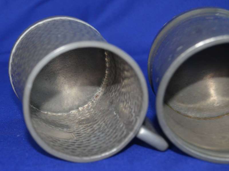 Vintage Hammered Detail Pewter Tankards