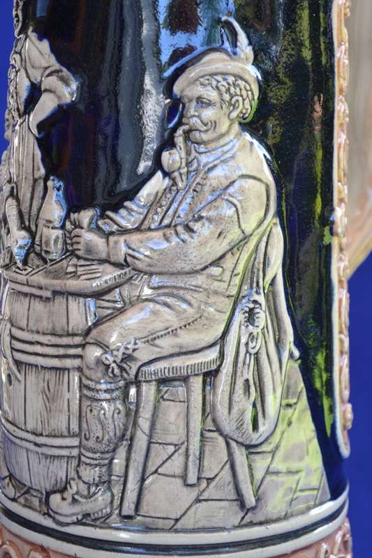 Large German Beer Stein with Thumb Lift Lid