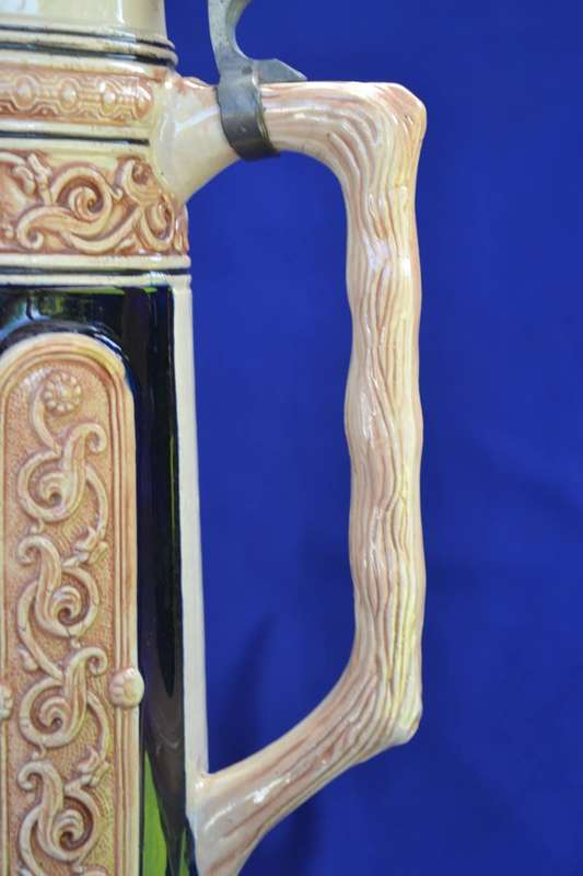 Large German Beer Stein with Thumb Lift Lid