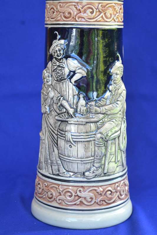 Large German Beer Stein with Thumb Lift Lid