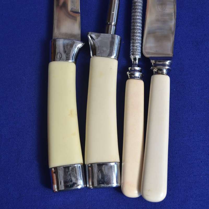 Vintage Stainless Steel Carving Set -Two pieces with silver inlay - 4 Pieces