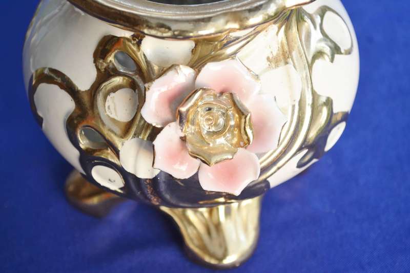 Vintage Ceramic Jar with Applied Flower