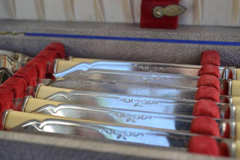 Vintage Yeoman Silver Plate Engraved Fish Knife and Fork Set - Boxed