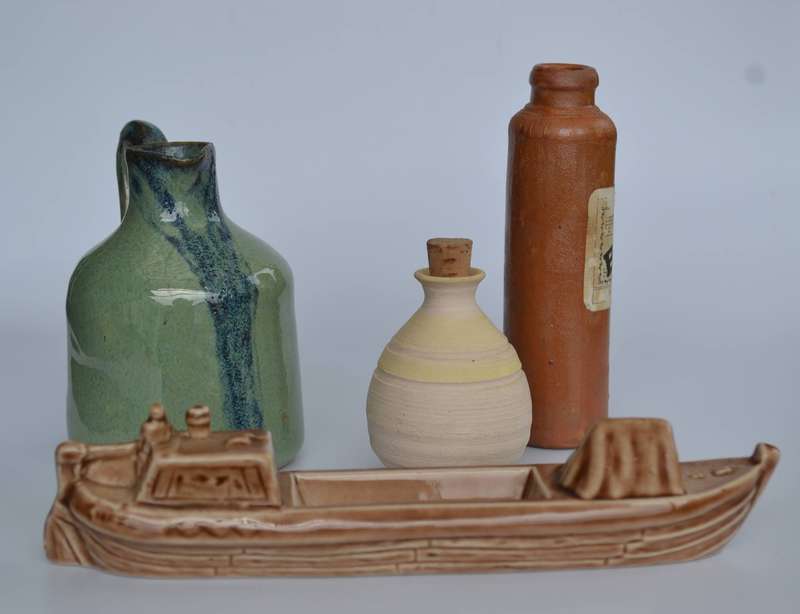 Wade England Porcelain Barge Ornament and Three Miniature  Ceramic Jugs