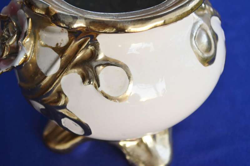 Vintage Ceramic Jar with Applied Flower