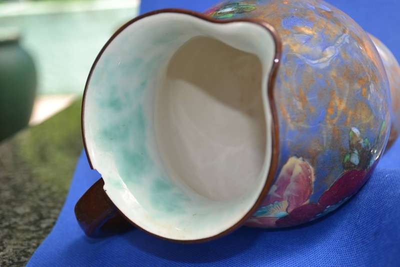Royal Doulton "Wild Rose" Series Lygon Flower Pitcher & Crystal oil / !Vinegar Dispenser