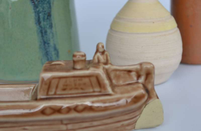 Wade England Porcelain Barge Ornament and Three Miniature  Ceramic Jugs