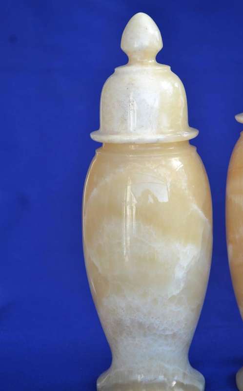 Vintage Three Piece Onyx Jar Set
