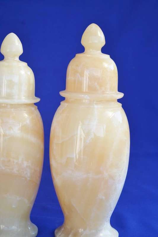Vintage Three Piece Onyx Jar Set