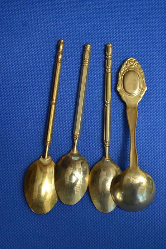 Vintage Collectable Spoons - Gold Plated- 4 Pieces