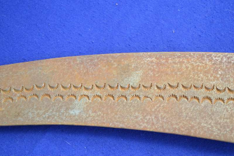 Tuareg Dagger / Knife with Etched Blade in Leather Sheath - Vintage