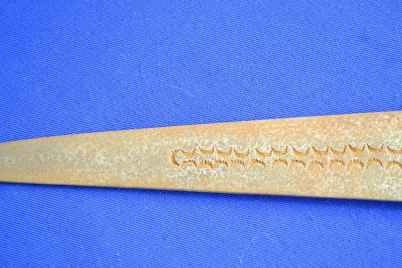 Tuareg Dagger / Knife with Etched Blade in Leather Sheath - Vintage