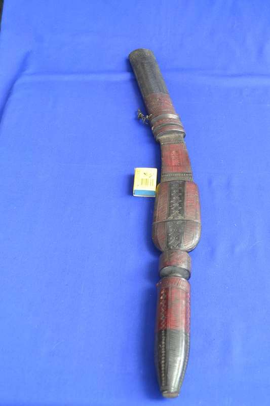 Tuareg Dagger / Knife with Etched Blade in Leather Sheath - Vintage