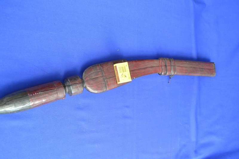 Tuareg Dagger / Knife with Etched Blade in Leather Sheath - Vintage