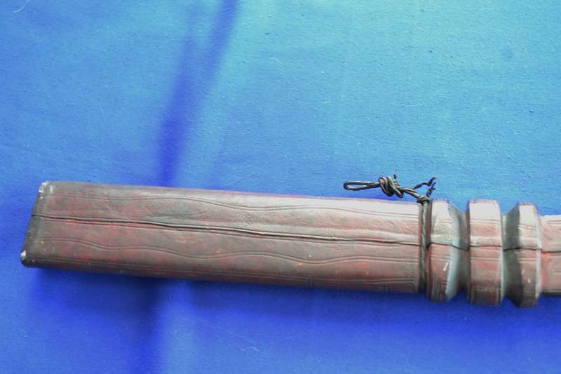 Tuareg Dagger / Knife with Etched Blade in Leather Sheath - Vintage