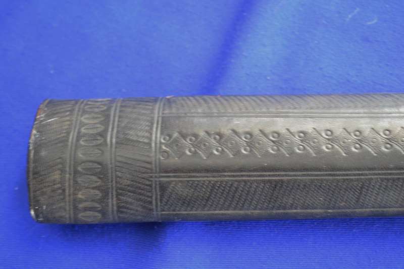 Tuareg Dagger / Knife with Etched Blade in Leather Sheath - Vintage