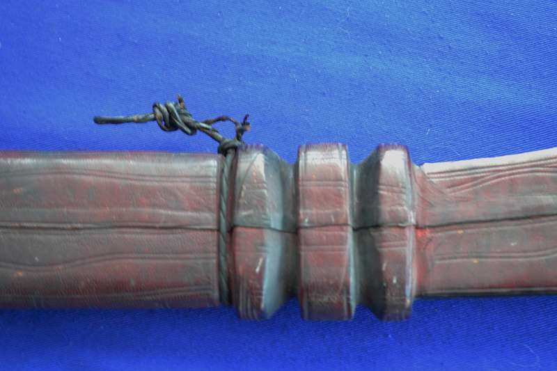 Tuareg Dagger / Knife with Etched Blade in Leather Sheath - Vintage