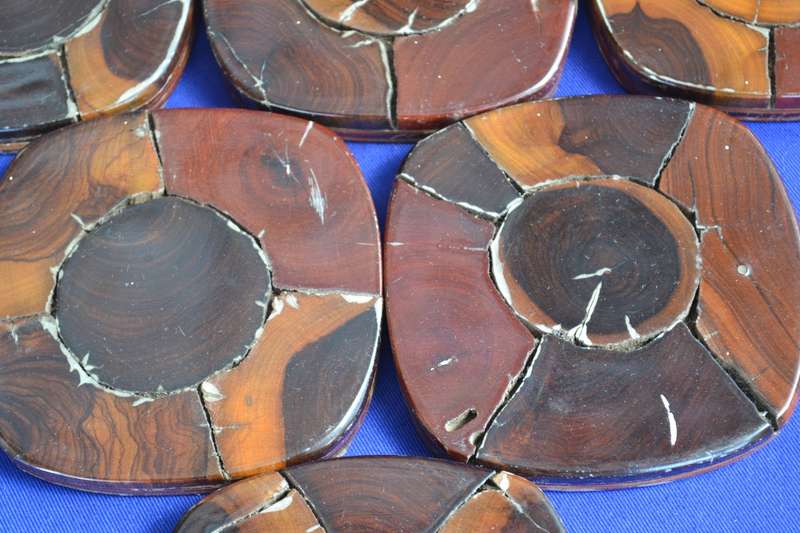 Set of 6 Vintage Hand Made Wooden Coasters