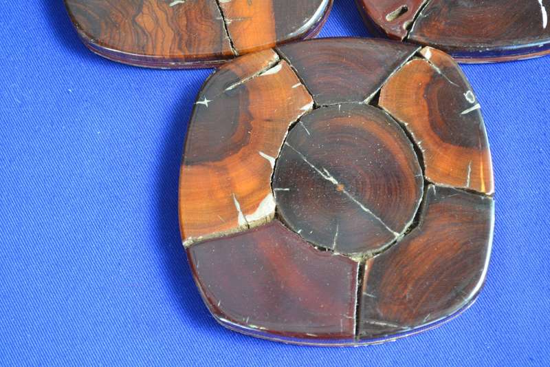 Set of 6 Vintage Hand Made Wooden Coasters