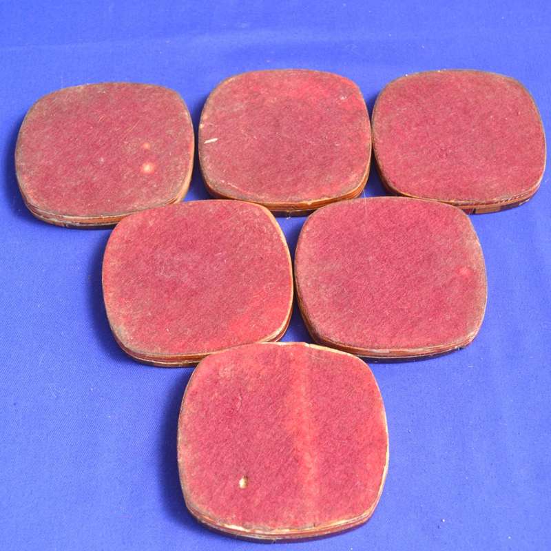 Set of 6 Vintage Hand Made Wooden Coasters