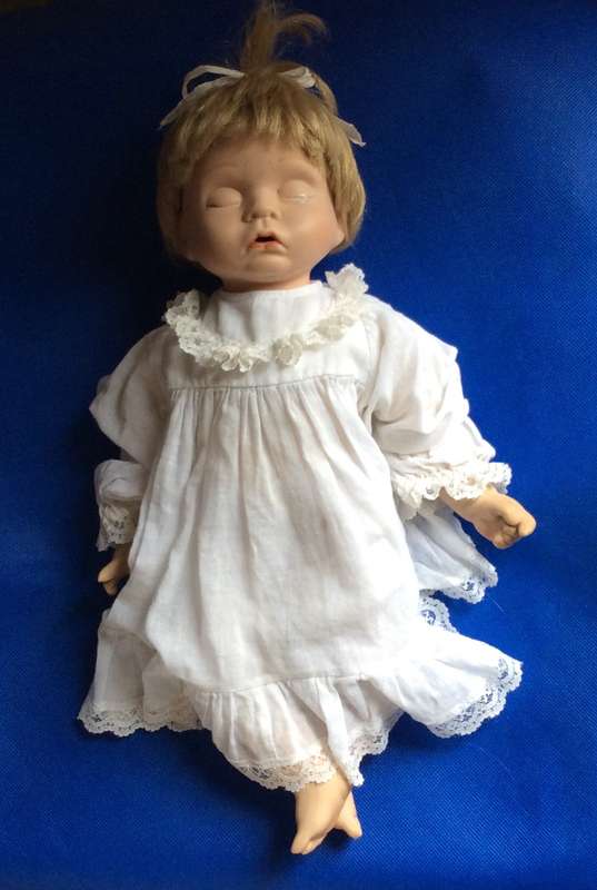 Small Vintage Sleeping Baby Porcelain Doll