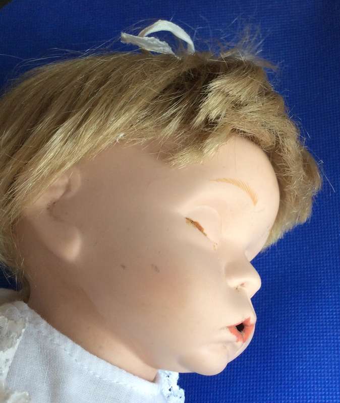 Small Vintage Sleeping Baby Porcelain Doll