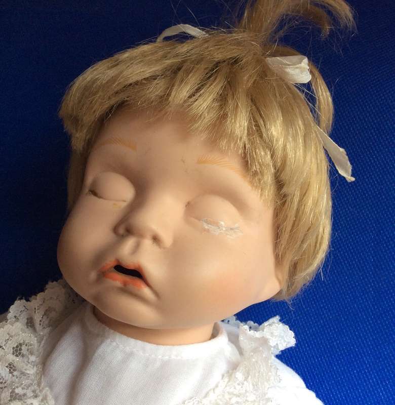 Small Vintage Sleeping Baby Porcelain Doll