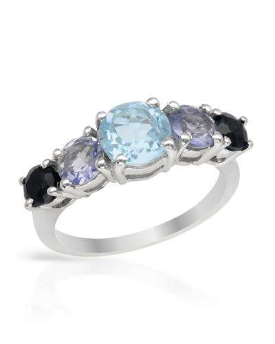 2.86ctw Amethyst/ Sapphire/ Topaz Ring in Silver- Size 6