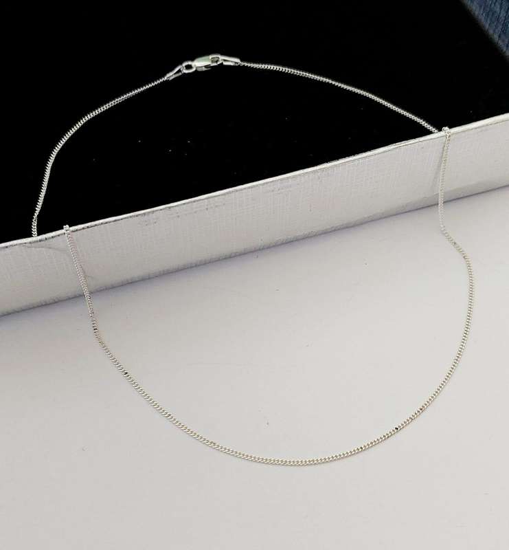 50cm 925 Sterling Silver Fine Curb Necklace
