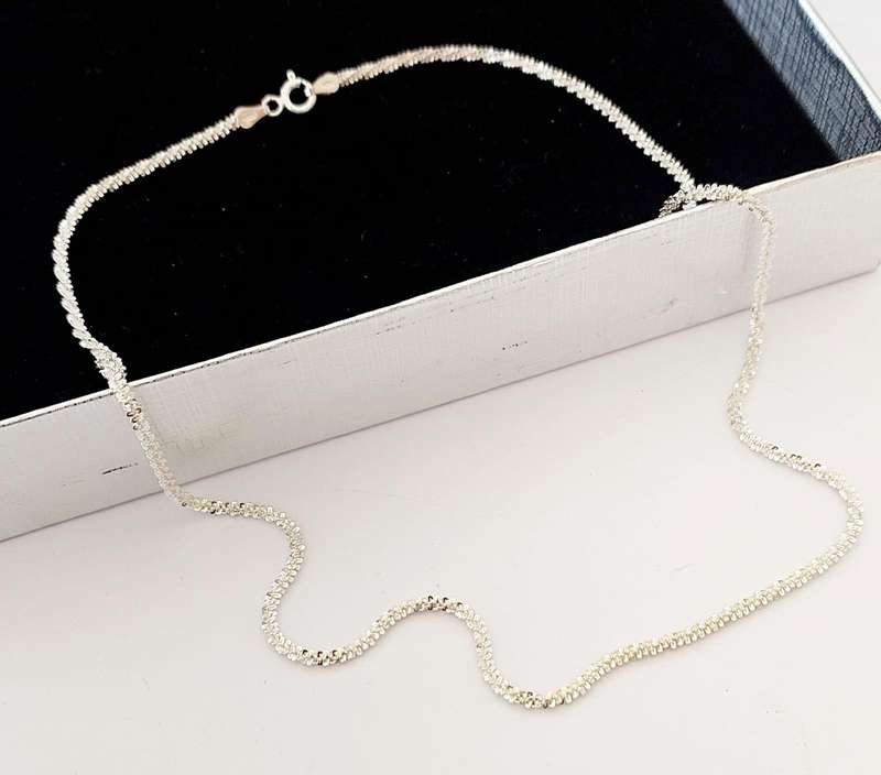 45cm 925 Sterling Silver Daisy cut Style Chain