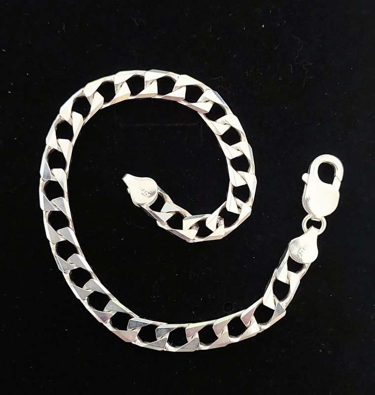 925 Sterling Silver 23cm Curb Bracelet