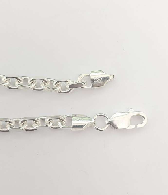 925 Sterling Silver 21cm Square Anchor Bracelet