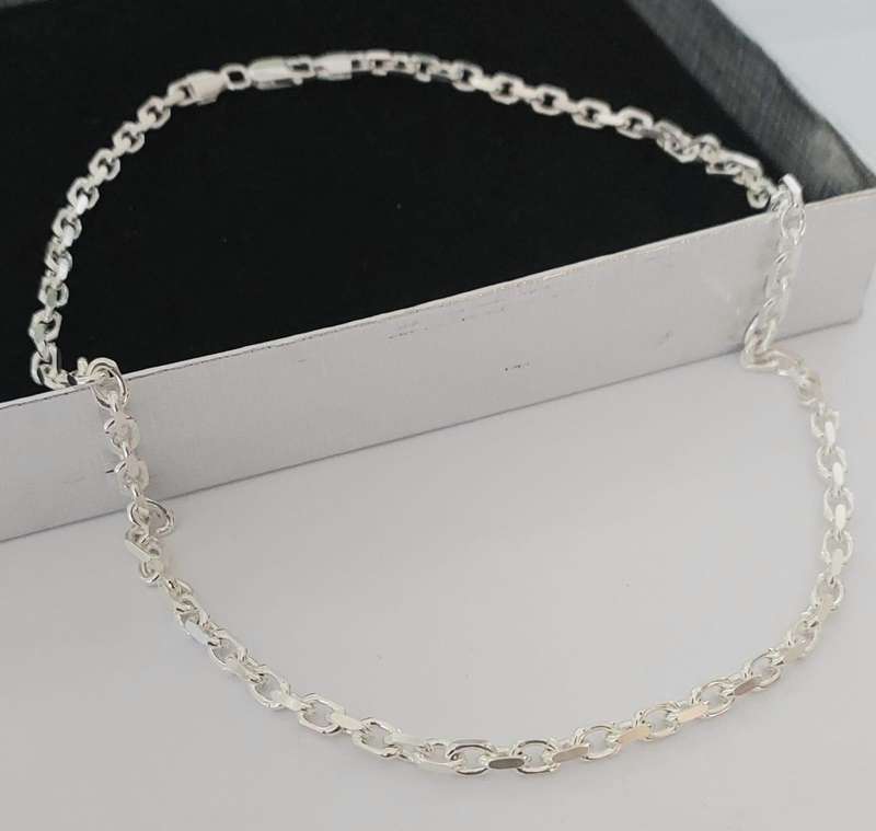 Silver 55cm Square Anchor Necklace