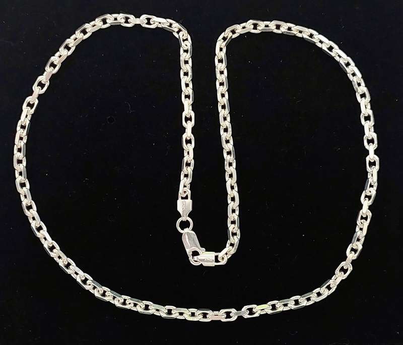 Silver 55cm Square Anchor Necklace
