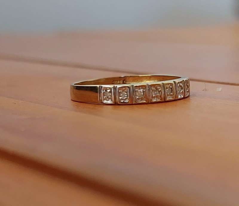 0.063ct Natural Diamond Band in 9ct Yellow Gold- Size 7