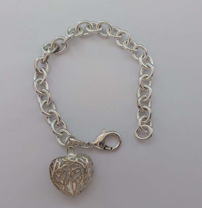 Silver Plated Bracelet With Heart Charm