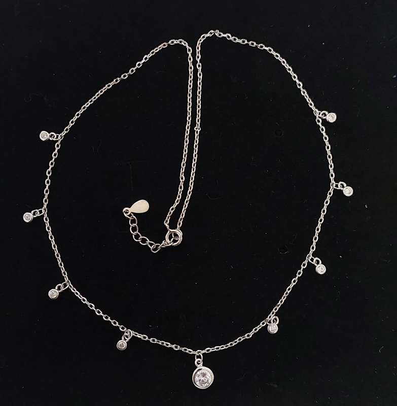 CZ Tube set Necklace in Silver