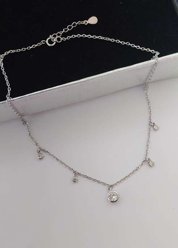 CZ Tube set Necklace in Silver