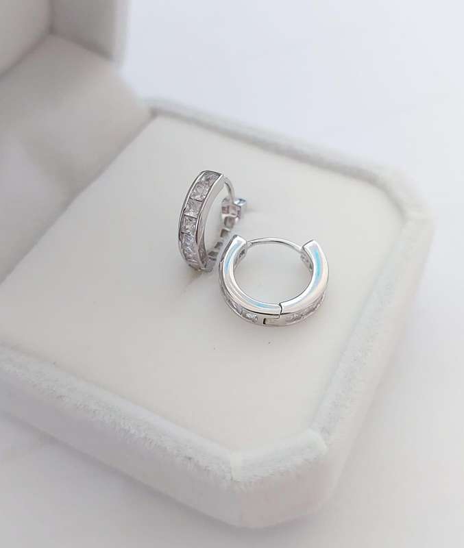 Princess CZ Hug Earrings in Silver